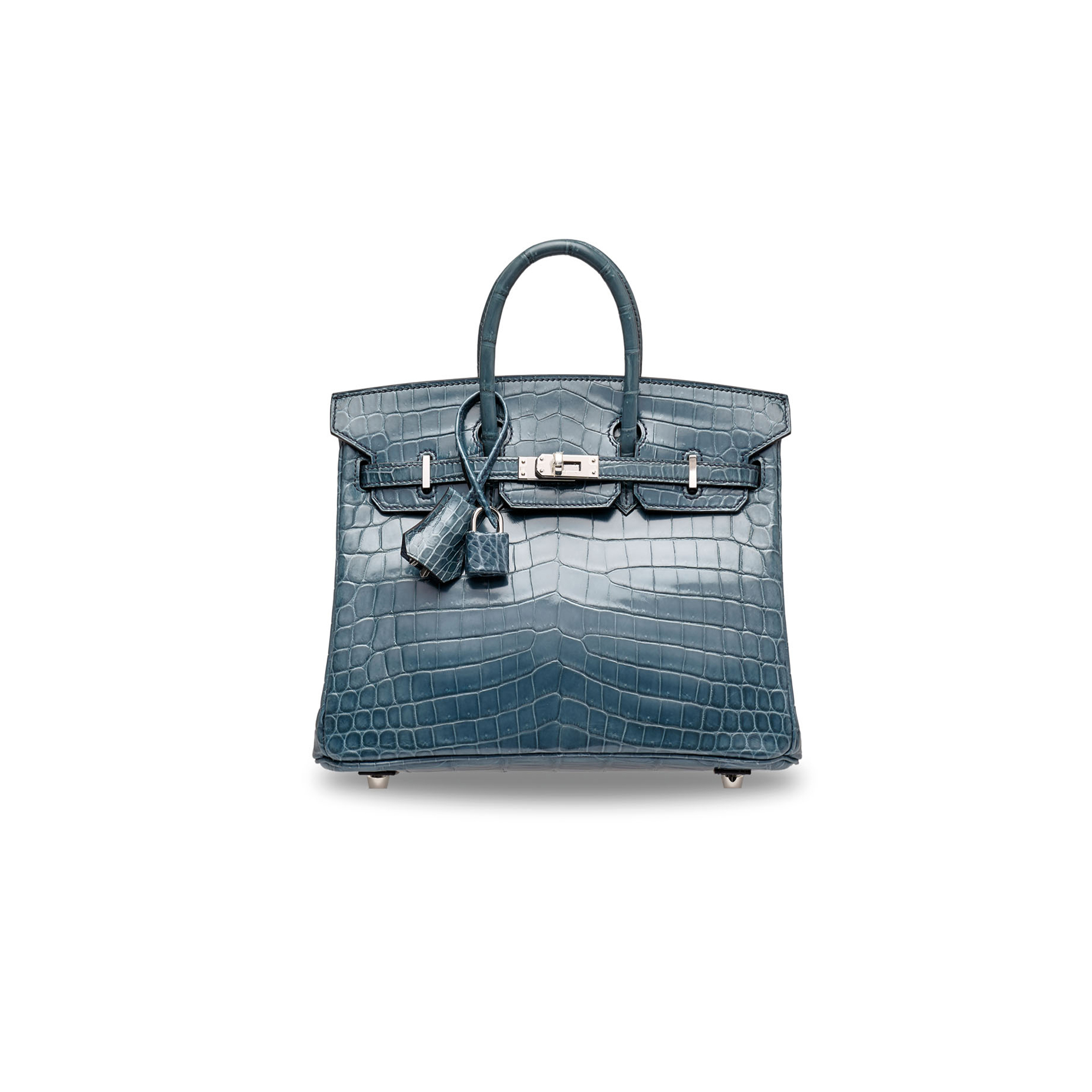 HERMÈS MASTER BIRKIN 25 CROCODILE LEATHER STORM BLUE SILVER BUCKLE H041354CK7K (25*20*13cm)